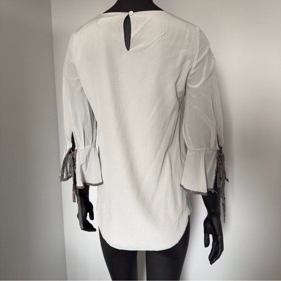 🪽Chloé Silk Blouse with Bell Tie Sleeves - Storm Grey - Size S - Picture 4 of 11
